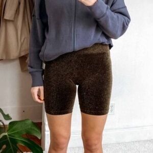 Free People Glittery Black Gold Biker Shorts